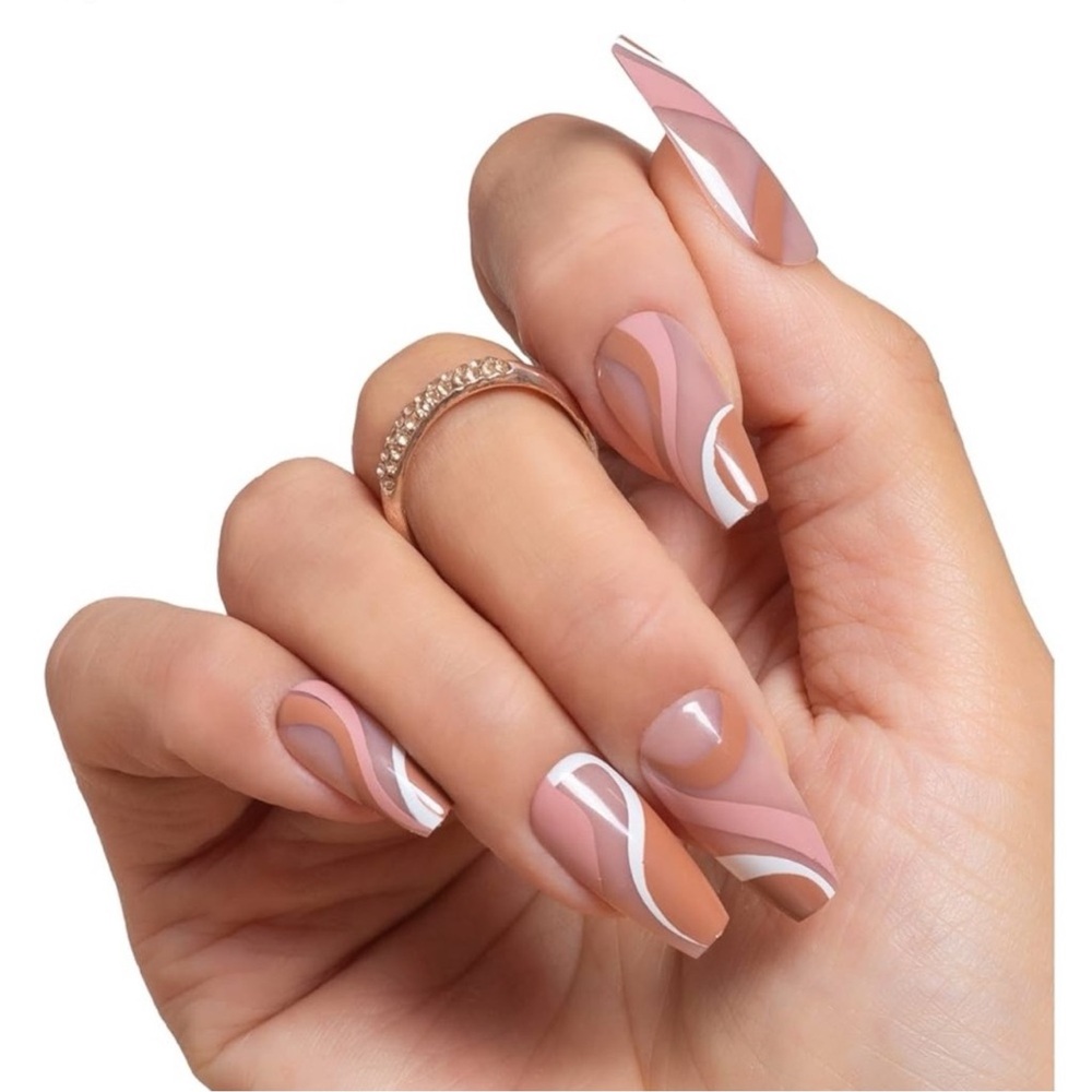 NEW Groovy Earth Swirls Nail Art Square Press-On Nails Set